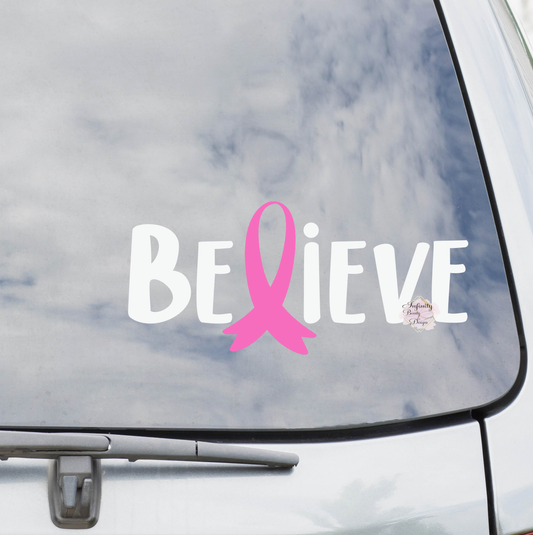 Believe with Ribbon Decal