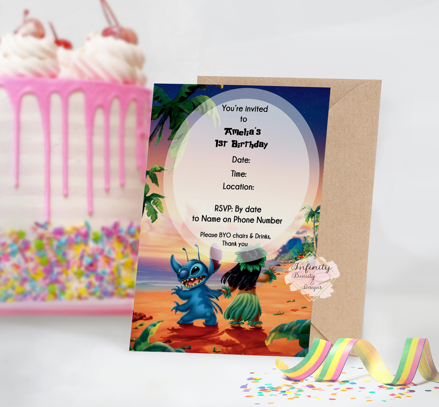 Lilo & Stitch - Sunset Invitation – Infinity Beauty & Designs