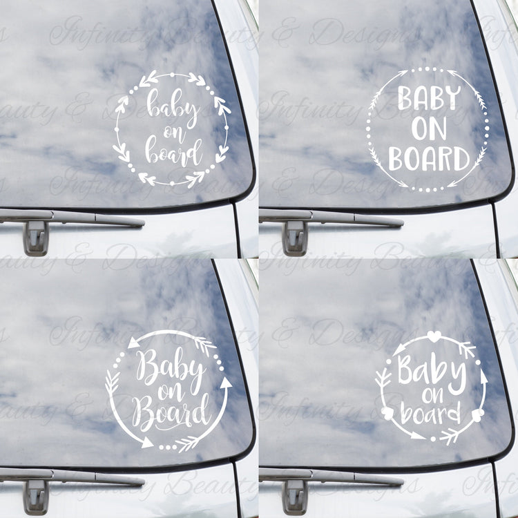 Baby on Board Decals - Hearts & Arrows-Infinity Beauty & Designs