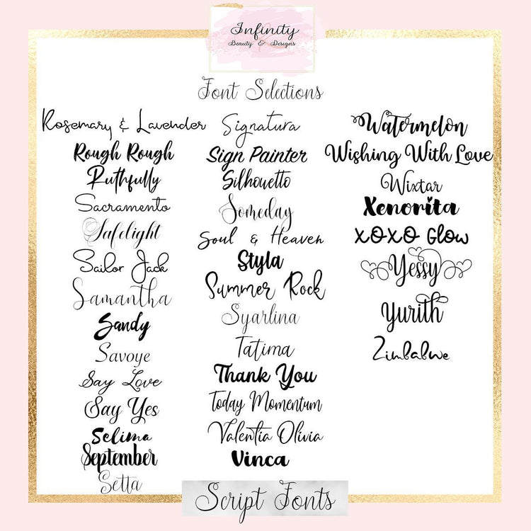 Bridal Party Glass Decals-Infinity Beauty & Designs