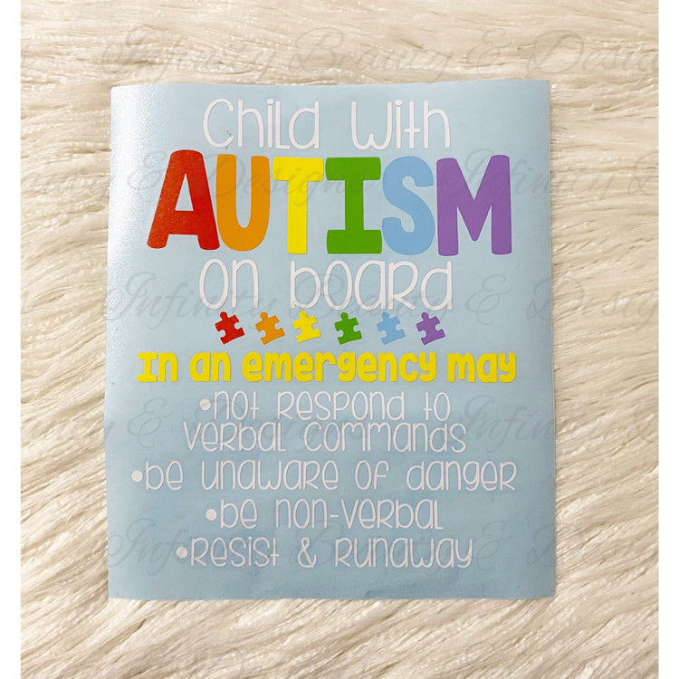 Child with Autism On Board Decal-Infinity Beauty & Designs