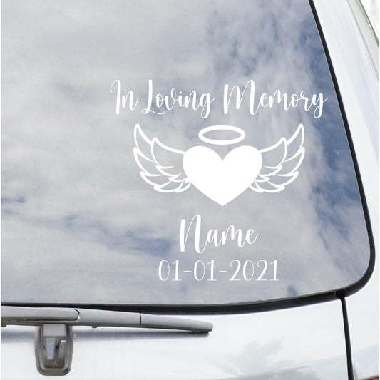 In Loving Memory (Small Wings with Heart) Decal-Infinity Beauty & Designs