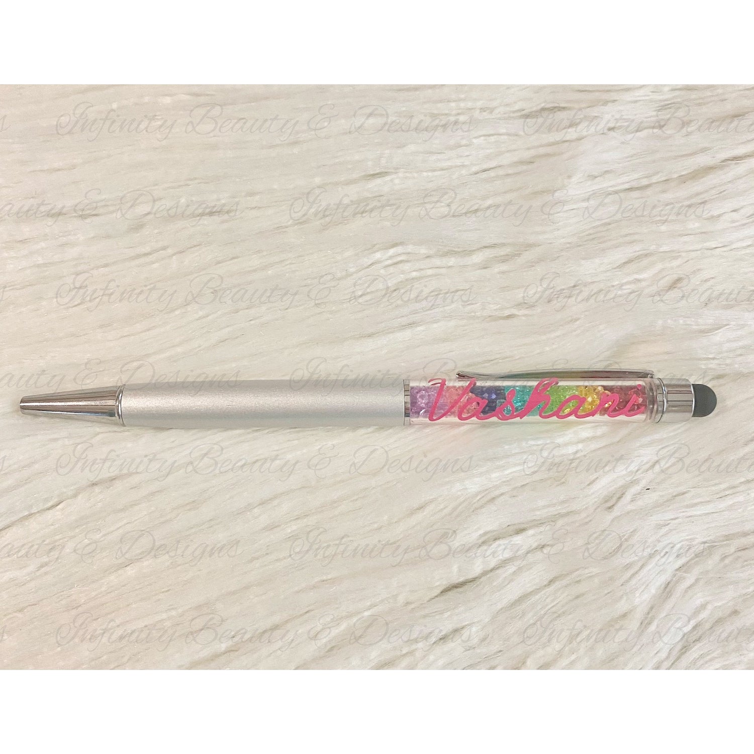 Rainbow Crystal Filled Pen with Stylus-Infinity Beauty & Designs