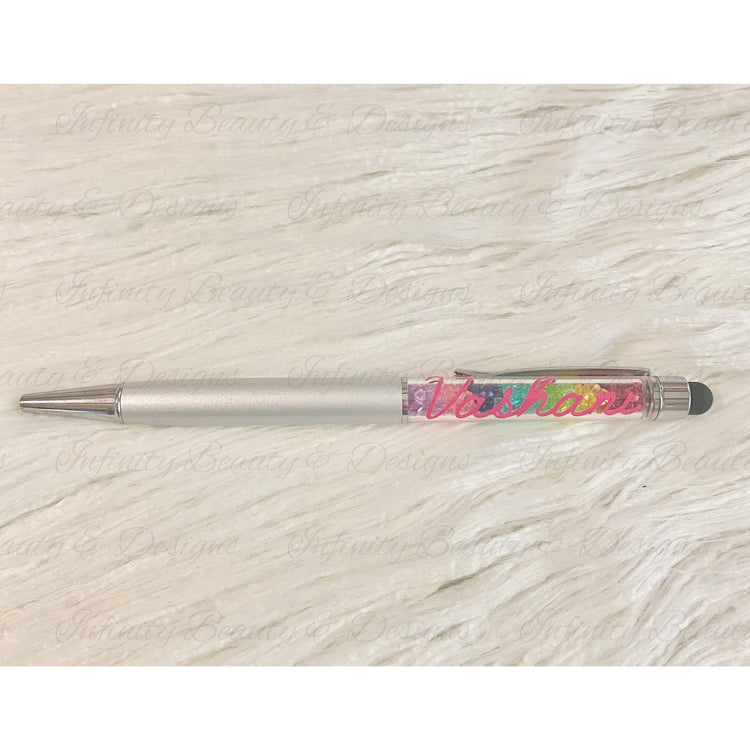 Rainbow Crystal Filled Pen with Stylus-Infinity Beauty & Designs