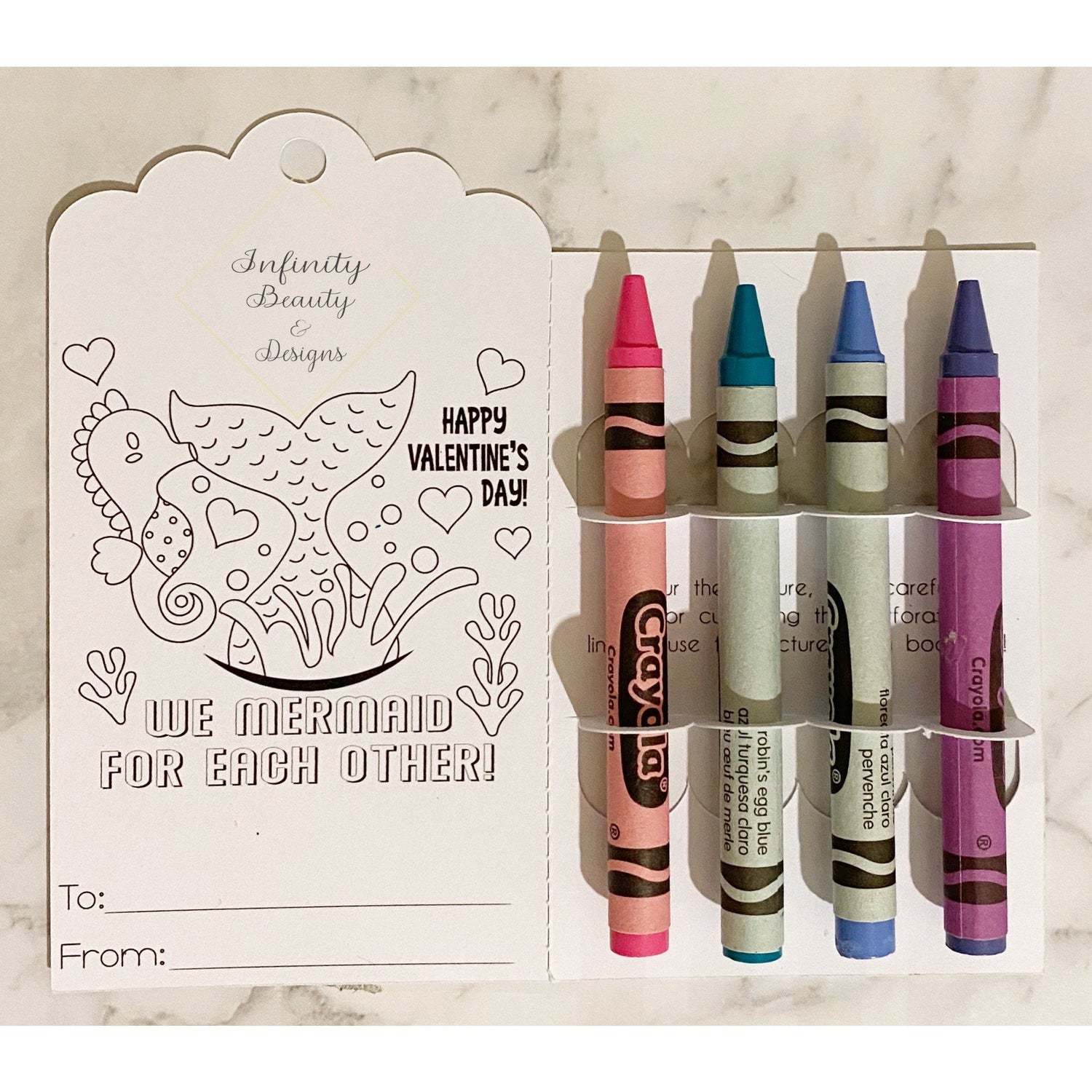 Valentine's Day Colouring Cards with Crayons-Infinity Beauty & Designs