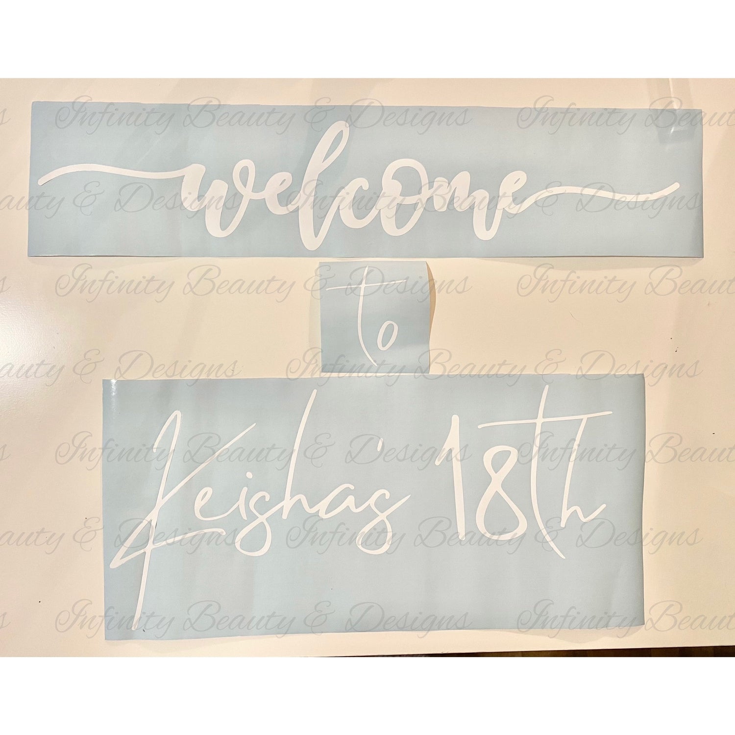 Welcome Sign Decals-Infinity Beauty & Designs